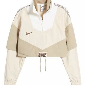 Nike Women's Tan and Cream Bomber Jacket